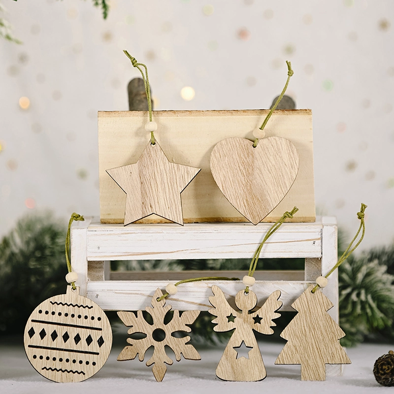 12PCS/Box Christmas Wooden Pendants Xmas Tree Hanging Ornaments DIY Wood Crafts for Home Christmas Party New Year Decorations