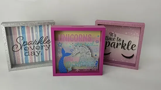 Shadow Box Adult Piggy Bank Decorative Shadow Box Wooden Frame, Coin Bank Money Bank