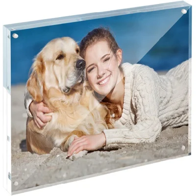 Custom Clear Tabletop Acrylic Picture Frames, Double Sided Magnetic Block Photo Frames