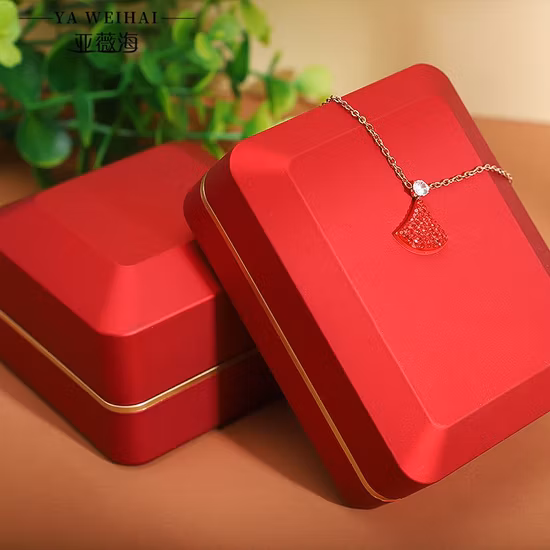 Rounded Corner Gilt-Edged LED Lamp Jewelry Box Ring Necklace Bracelet Display Box Earrings Jewelry Packaging Gift Box Wholesale Custom Logo
