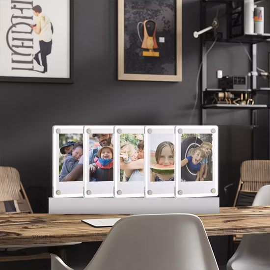 Custom Clear Tabletop Acrylic Picture Frames, Double Sided Magnetic Block Photo Frames