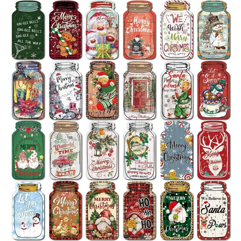 12PCS/Box Christmas Wooden Pendants Xmas Tree Hanging Ornaments DIY Wood Crafts for Home Christmas Party New Year Decorations